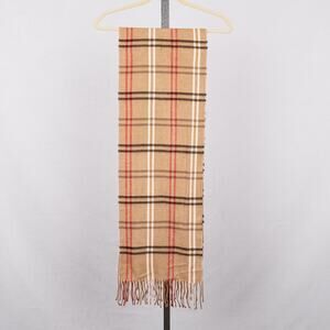 Cejon 100% Acrylic Scarf Classic Tan & Red Check Made in Italy Traditional Plaid